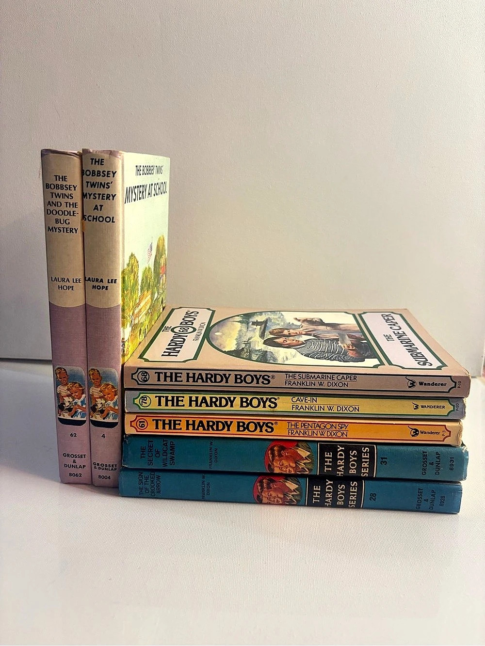 Vintage 1960’s-80’s The Hardy Boys Blue Spine Hardcover, The Bobbsey Twins Books